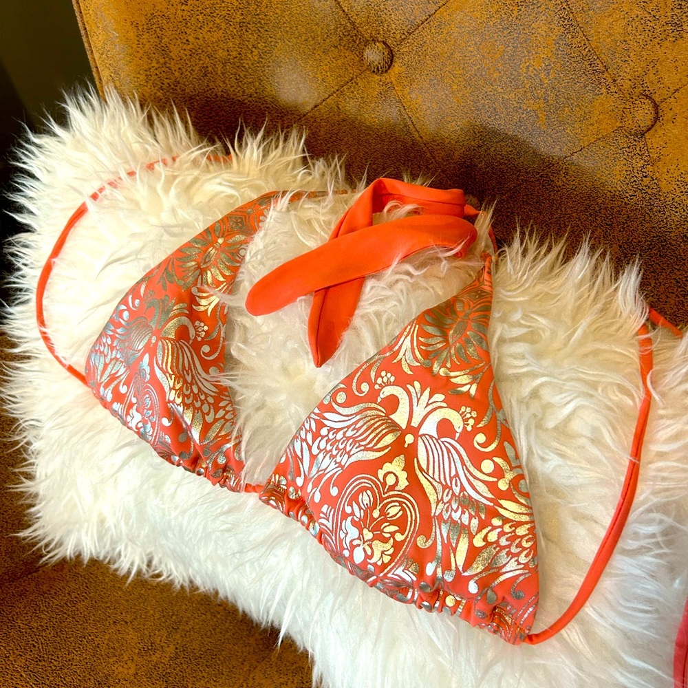 Victoria’s Secret peach color paisley bikini top